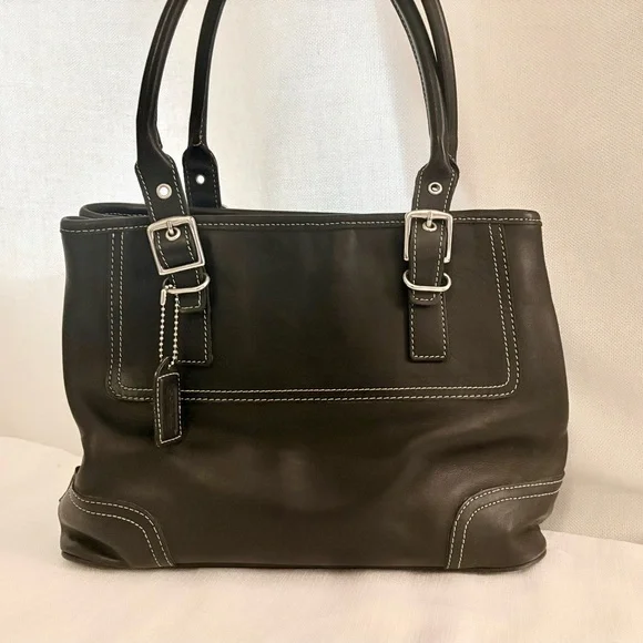 Vintage Coach Hamptons SOFT Genuine Leather Satchel Tote – Black Y2K Like New - Picture 4 of 14
